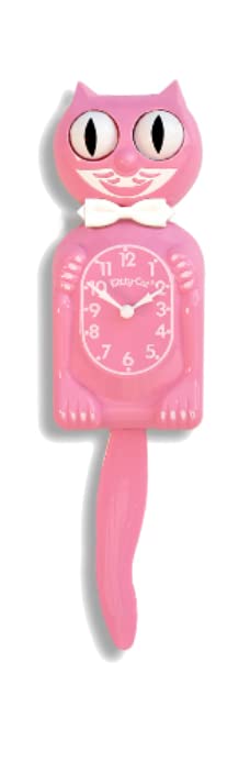 Pink Satin Kitty-Cat Klock, Smaller Kitty-Cat clock - 30cm tall - Image 2