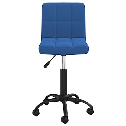 Chaise pivotante de bureau en velours bleu à roulettes réglable - 4
