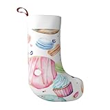 Calcetines de Navidad con estampado doble para magdalenas, donas, magdalenas, magdalenas, azúcar, calcetines de Navidad de terciopelo ultrasuave, regalo de decoración para familiares y amigos