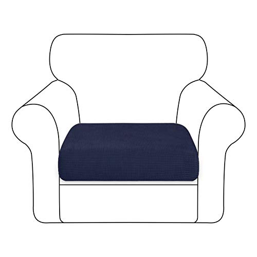 HOTNIU ソファー座面カバー 1人掛け 無地 ソファークッション カバー 座面のみ クッションカバー 伸縮素材 フィット式 傷防止 洗える 滑り止め 柔らかい 超便利(1人掛け,ネービー)