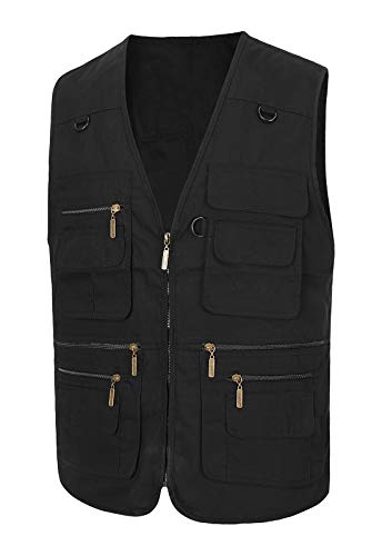 Image of Spanye Mens Safari Travel Photo Vest Outdoor Fishing Multi Pocket Jacket Beige
