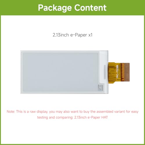 Image of waveshare 2.13inch E-Ink Raw Display Compatible with Raspberry Pi 4B /3B+ /3B /2B /B+ /A+ /Zero /Zero W /WH /Zero 2W Series Boards 250x122 Resolution SPI Interface Without PCB Supports Partial Refresh