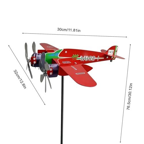 Moulin à vent pour cour avion rétro déco extérieure pelouse