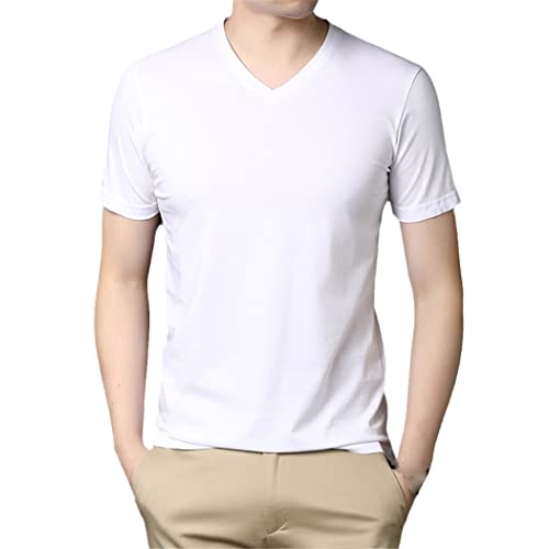 T-shirt manches courtes homme YIOLEAMP blanc M en coton premium