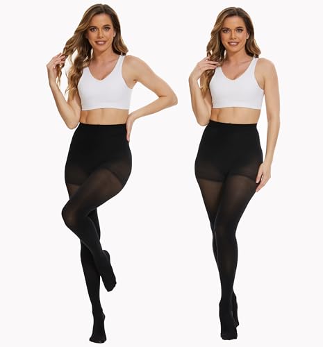 Image of CozyWow 80D Control Top Opaque Tights for Women Matte Pantyhose High Waist