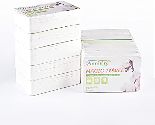 Aimisin Compressed Towels Disposable Soft Durable Towels 100% Cotton for Home Bathroom Travel Camping (L-31.5''x 63''-2pack(10pcs))