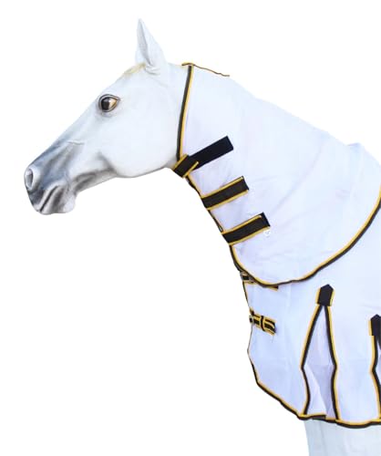 Image of Challenger Horse Light Scrim Summer Spring Airflow Mesh Fly Sheet Neck White 73152