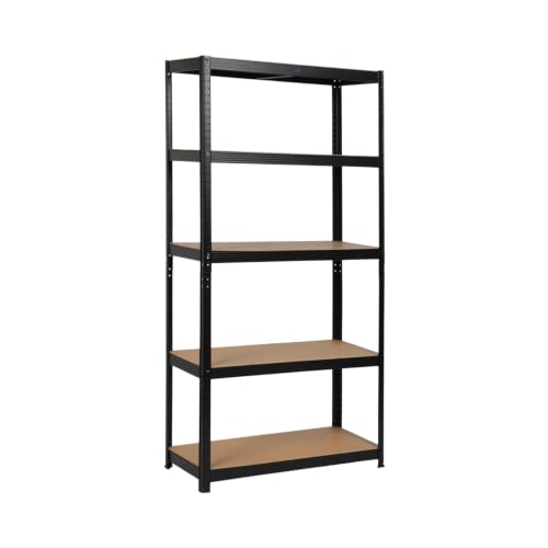 THINIA HOME - Estantería Modular Almacenaje, Acero y MDF Antihumedad, Hogar, Trastero, Garajes y Talleres, 5 Baldas Ajustables, Carga Máxima 875Kg, 90x40x180cm (Largo x Ancho x Alto)