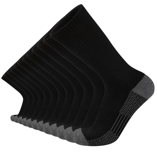 COOVAN 12 Pack Crew Socks for Men Half Cushion Moisture Wicking Athletic Socks