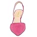 FSJ Women Fashion Low Kitten Heels Pumps Pointed Toe Slingback Sandals Casual Wedding Party Dress Shoes Hot Pink Size 12