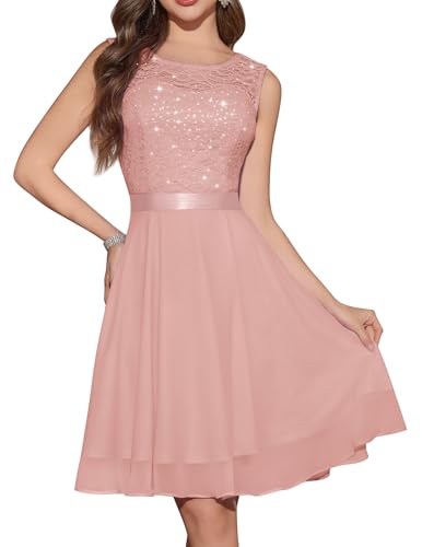 BeryLove BeryLove Wedding Guest Cocktail Formal Sleeveless Lace Short A Line Dress