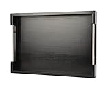 Premium Black Serving Tray with Handles, 18 x 13 Inch, Deluxe Trays for Coffee Table, Large Ottoman...