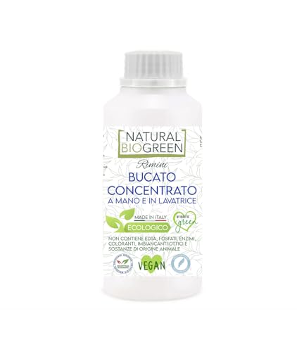 Naturalbiogreen Detergente ecológico para colada a máquina y a mano, sin perfume, hipoalergénico, 100 ml