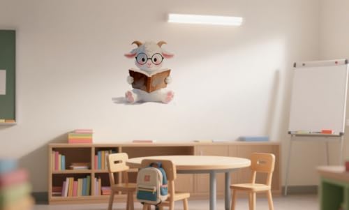 Vinilo decorativo de pared con diseño de cabras leyendo libros miniatura 5