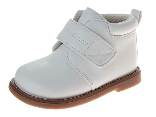 Josmo Baby Boots – Lightweight Synthetic First Walker Boots for Girls & Boys – Non-Slip High-Top Dress Boots (White) (Size 5 Toddler)