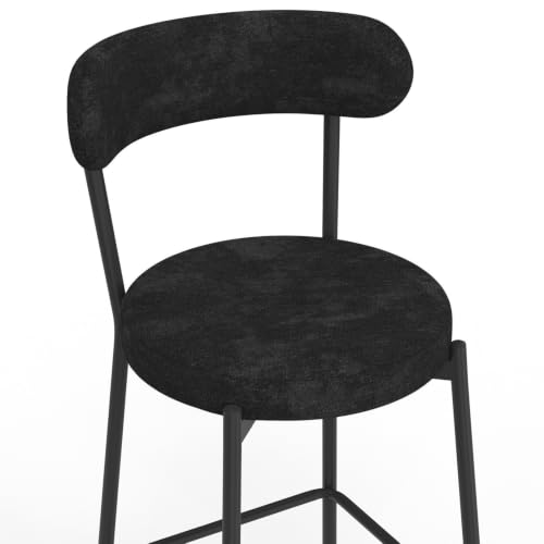 Lot de 4 tabourets de bar MIKI dossier incurvé en tissu chenille pieds en métal - vue 7
