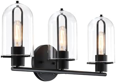 DESIGNERS FOUNTAIN Skylar 24.5 inch 3-Light Matte Black Bathroom Vanity Light Fixture with Clear Glass Shades, D332M-3B-MB