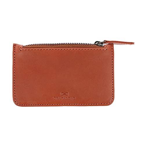 Trafalgar Men's Sergio Front Pocket Leather Zipper Pouch, Tan4