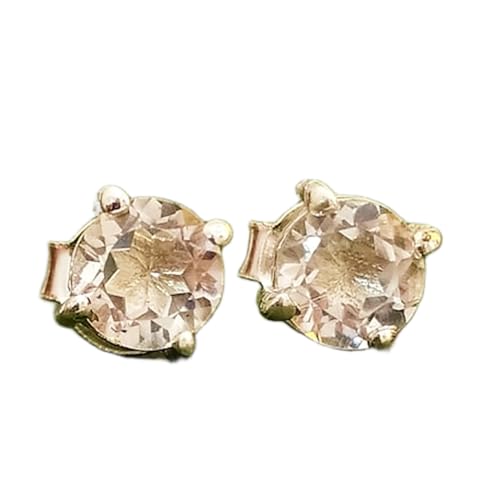 Boucles d'oreilles quartz naturel rondes et argent sterling 925 minimalistes LKSTD_0155