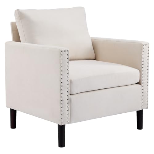 Sepnine Modern Accent Chair Mid-Century Linen Fabric Armchair for...