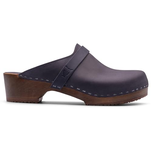 Sandgrens Handmade Swedish Wood Clogs for Men, Low Heel Mule | Malmö