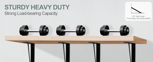 12 Pack L14 x H 10" Black Heavy Duty Shelf Brackets with Screws Metal Shelf Brackets Shelf Support Angle Brackets for Shelves L Brackets Heavy Duty Floating Shelf by MHMYDZ - Used condition - Image 7