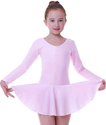 Seawhisper Ballet Leotards for Girls Dance Costumes with TUTU Skirt Long Sleeve Pink Age 3-4