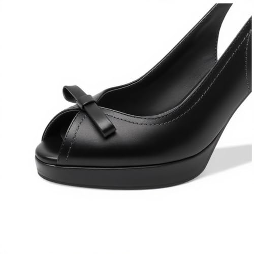 LEMUTISME Women's Stylish Peep Toe Bowknot Adjustable Buckle Backstrap Slingback High Heel Dress Pumps Sexy Patent Leather Platform Stiletto Heel Sandals for Women Party Wedding4