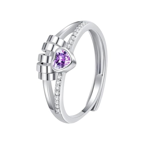 [�C���X�N] Elegant Sturdy Brass Anxious Rings with 14K Gold Plated Heart and Cubic Zirconia Spinner Bead Designs Daily Use Spinner R