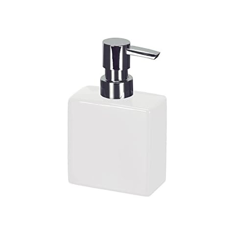 Kleine Wolke Modern Porcelain Bathroom Liquid Soap Dispenser - 10oz - Short - Luxury Bathroom Flash Soap Dispenser (White) Cover