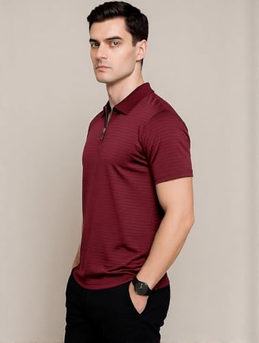 Image of Preneum Men's Polo T‑Shirt | Comfortable Rich Polycotton, Band Collar, Regular Fit | Stylish & Premium All Day Wear (Available in Plus Sizes)