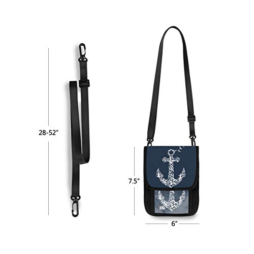 ALAZA Anchor & Seagull Navy Blue Small Crossbody Wallet Purse Cell Phone Bag Rfid Passport Holder with Credit Card Slots4