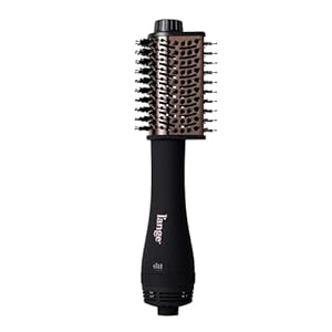 L’ANGE HAIR Le Volume Elevé 65MM 2-in-1 Titanium Brush Dryer | Dry and Style | Unique Teardrop Shape Barrel | 3 Heat Settings | 360° Vented Airflow | Ionic Technology for Frizz-Free Styling (Black)