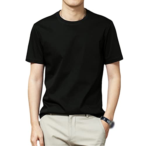 T-shirt d'été à col rond pour homme en soie glacée de couleur unie taille XXL