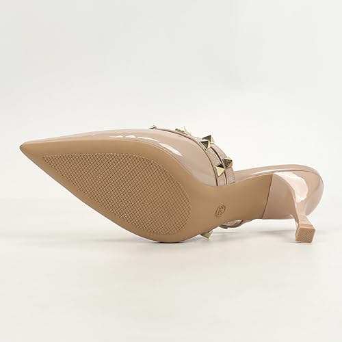 Women'S Studded Strappy Pointed Toe Stiletto Mules Slip On Fanshion Kitten Heel Backless Mary Jane Pumps Bridal Wedding Party Dress Hight Heel Shoes4