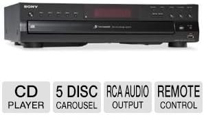 Sony Compact Disc Player - 5 Disc Carousel, Optical Output, RCA Audio Output, CD Text Display + 100 Ft Oxygen-Free Copper Speaker Wire