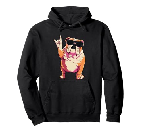 Coole englische Bulldogge Rock Handzeichen Punk Hund Grafik mit Pullover Hoodie