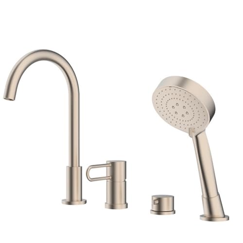 Robinet de bain 4 trous gris avec douchette 3 modes LWX