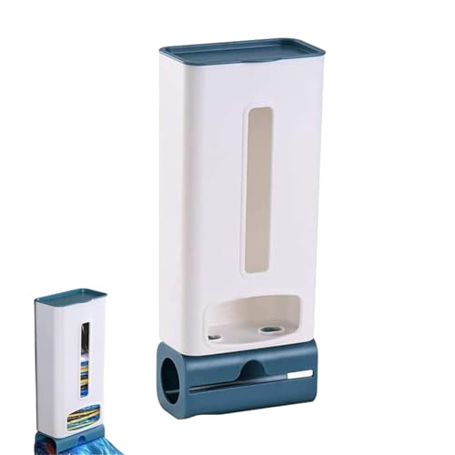 Soporte de Pared de Plástico Dispensador Bolsa, Gran Capacidad, Dispensador de Bolsas de Basura, Caja para Bolsas de Plástico, Dispensador de Bolsas de Basura, Apto para Cocina y Baño, Azul Oscuro