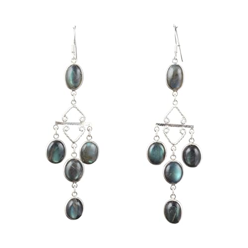 Boucles d'oreilles labradorite fait main en argent, le cadeau idéal