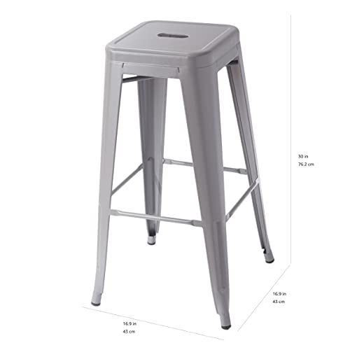 Image of Amazon Basics Metal Bar Stools, 30-Inch, Set of 4, Dark Grey