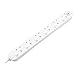 Masterplug Six Socket Power Surge Protected Extension Lead with Individual Switches, 2 Metres, 46 x 5.5 x 3 cm, White