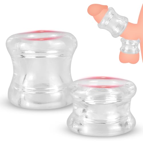 BDSMAGE Penishülle Penismanschetten für Eichel,Sexspielzeug für Männer Penisring Set Cockring Erektionshilfe Penisverlängerung,verzögerte Ejakulation Eichelring Penis Sleeve Folter (Transparent)