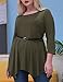 LARACE Women Plus Size 3/4 Sleeve Tunic Tops Loose Basic Shirt (2X, Army Green)