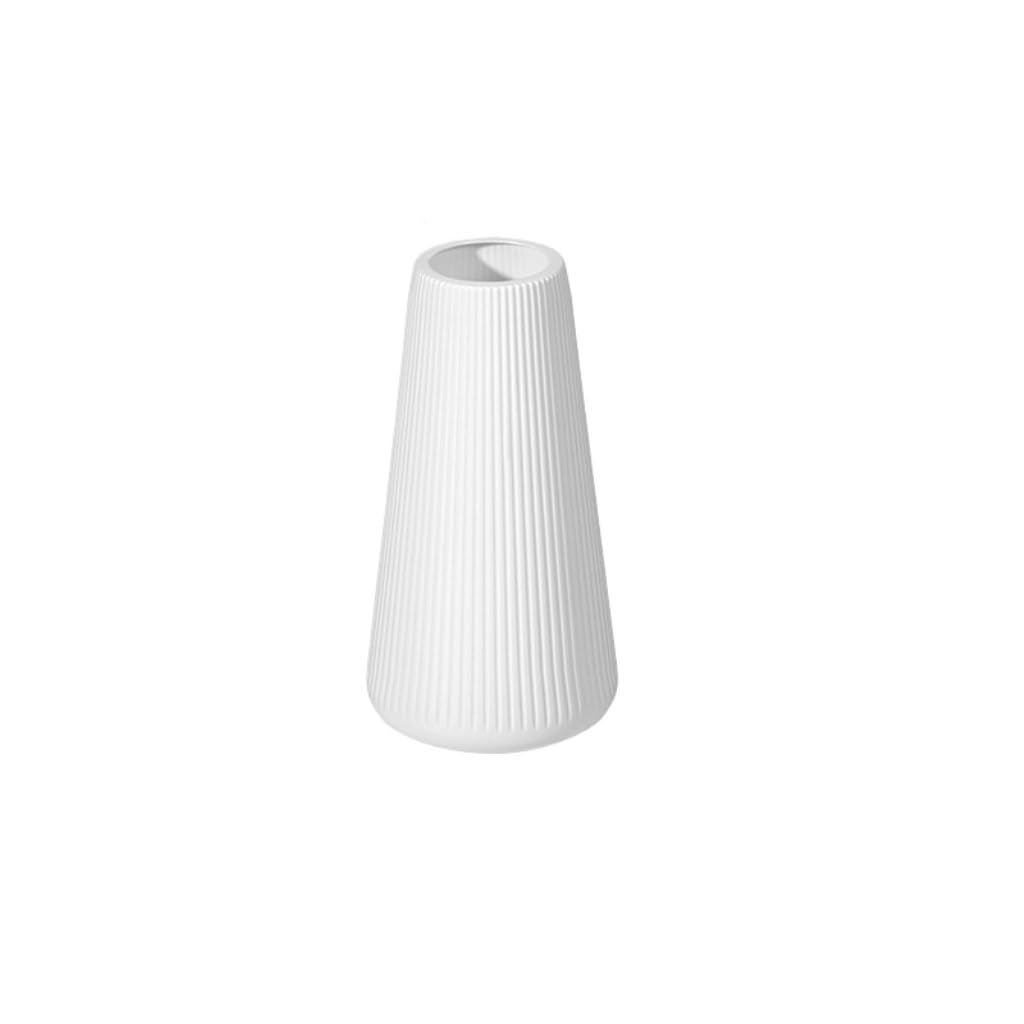 Gelasige A Flower Pots Plastic Vase White Vertical Stripes Flower Rrangement Modern Lantern Office Home Decoration Flower Vase Outdoor Flower Pots