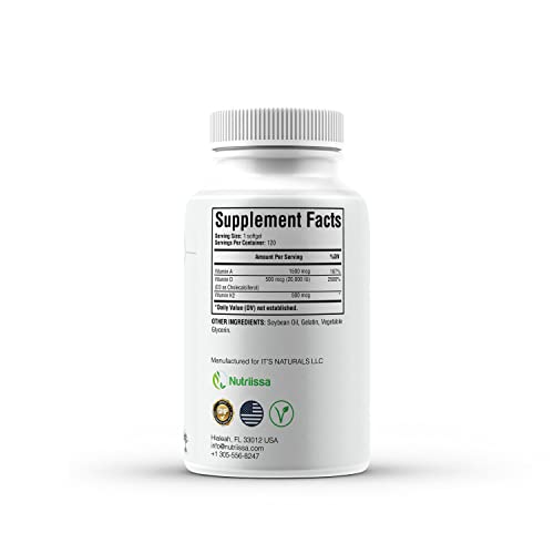 Nutriissa Adk 20 Mega Dosed Vitamin Supplement - 20,000 Iu Vitamin D3, Immunity And Cardiovascular Support, 120 Softgels, 120 Servings Per Bottle #TOP1