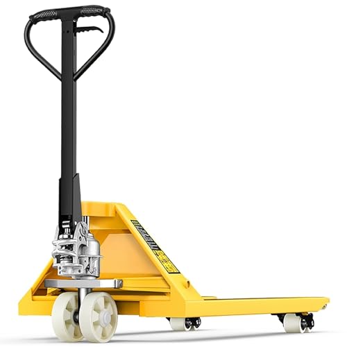 Transpaleta hidráulica HeavyDuty 20T con cilindro monobloque y horquillas ajustables para un manejo versátil de materiales (55 cm), ideal para almacén e industrial