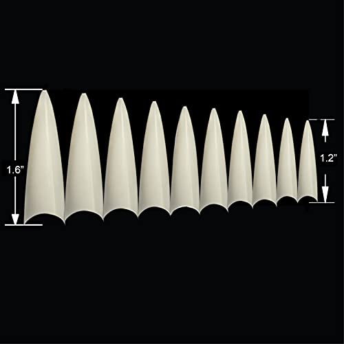 Vivace Natural Extra Long Stiletto 500 Acrylic False Fake Gel Nail Tips With Clear Plastic Case For Nail Salon Nail Shop (Natural Extra Long Stiletto) #TOP3