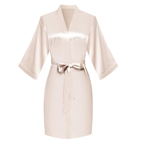 Image of Super Shopping-zone Women's Pure Bride Robes Embroidery Bridesmaid Robes Bridal Party Kimono Robe Wedding Sleepwear