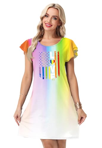 Image of AOBUTE Womens 4th of July Dress American Flag Party Dresses USA Parade Mini Dress